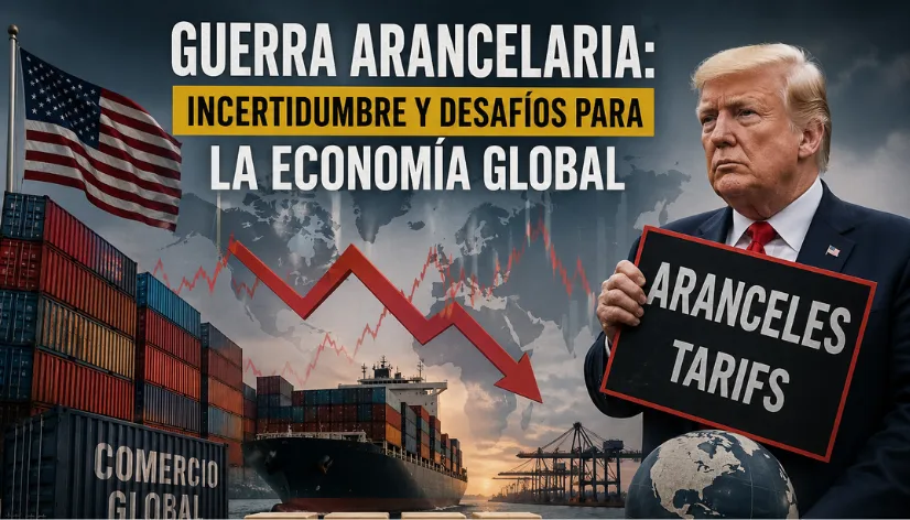 Guerra arancelaria e incertidumbre económica en el comercio internacional.