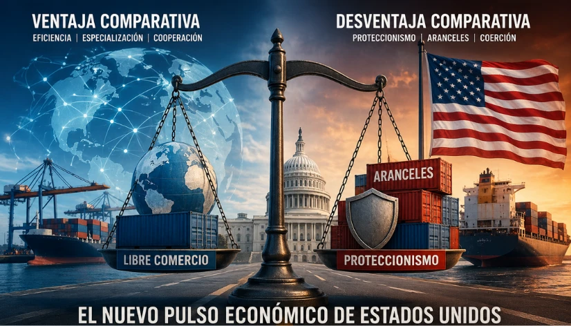 Ventaja comparativa Estados Unidos y el cambio del comercio internacional impulsado por la política arancelaria.